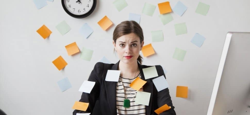 woman covered in sticky notes