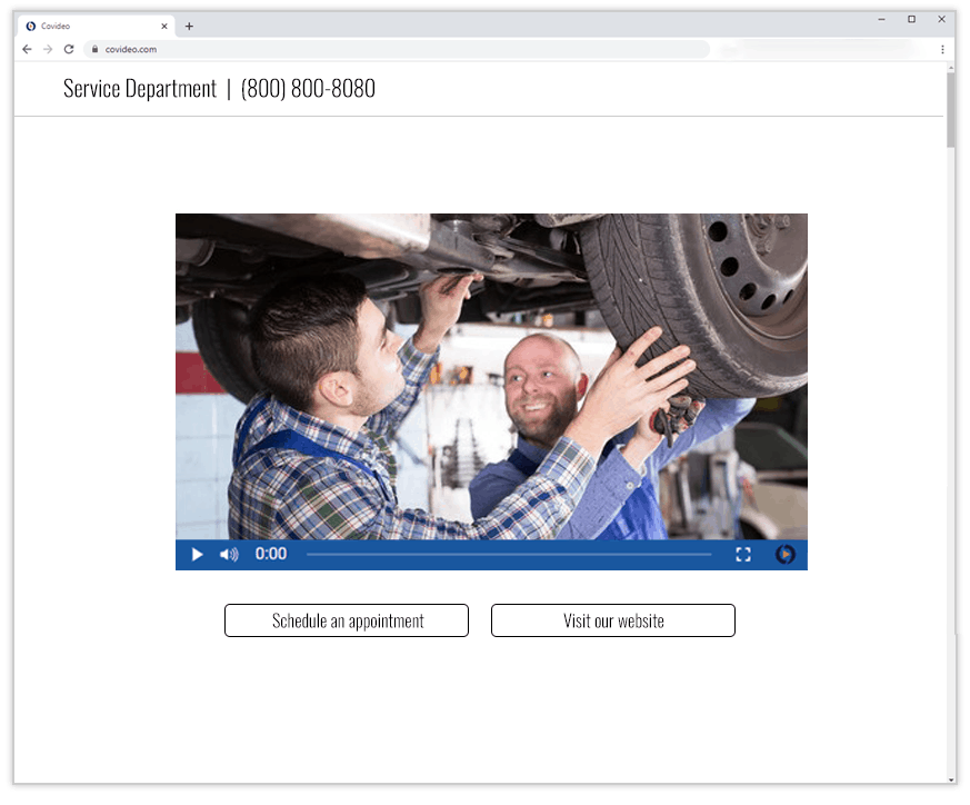 service department video landing page