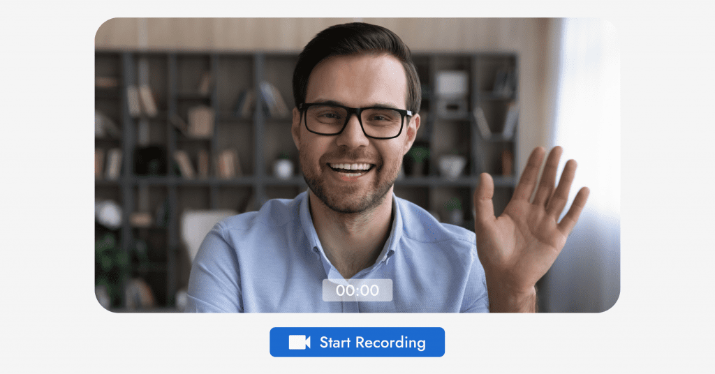 Man waving in video messaging application