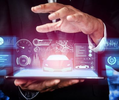 Digital automotive insights projected from smart device.